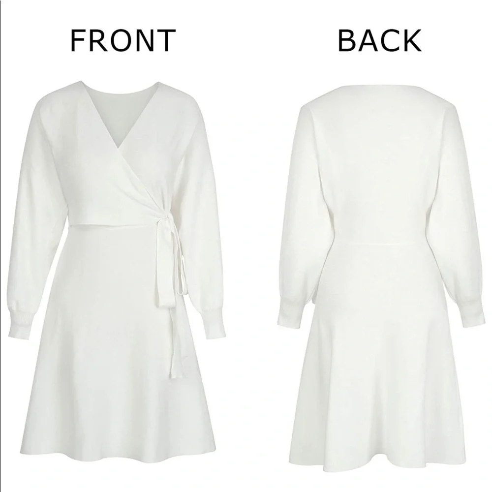 Long Sleeve Sweater Wrap Dress - Picture 4 of 13